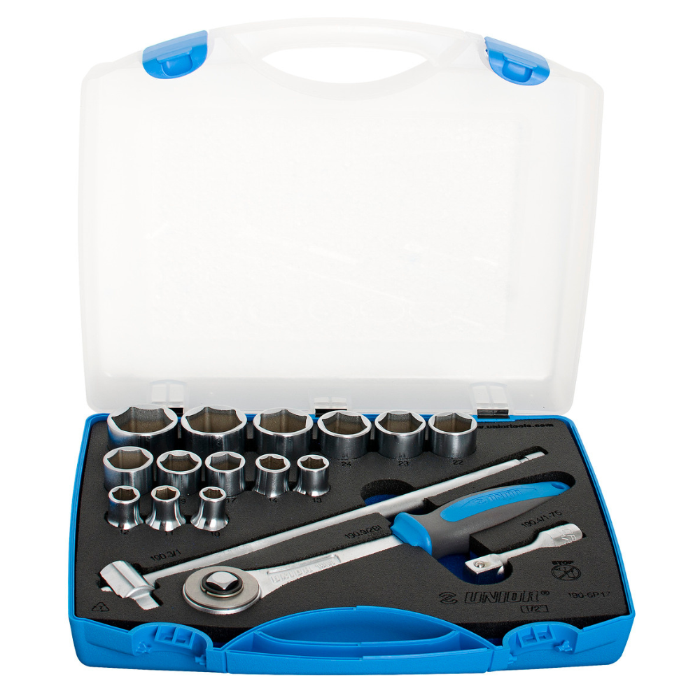 Unior - Ključevi nasadni, prihvat 1/2", u plastičnoj kutiji 10 - 32, 190-6P17 - 622022