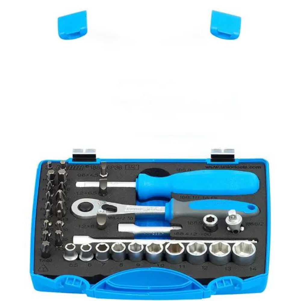 Unior - Ključevi nasadni i nastavci, prihvat 1/4", u plastičnoj kutiji, 188BI6P36 - 621407
