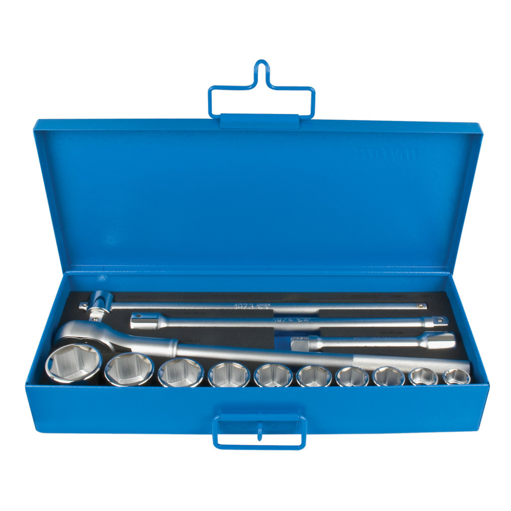 Unior - Ključevi nasadni, colovni, prihvat 3/4", u metalnoj kutiji, 197MB3 - 617119