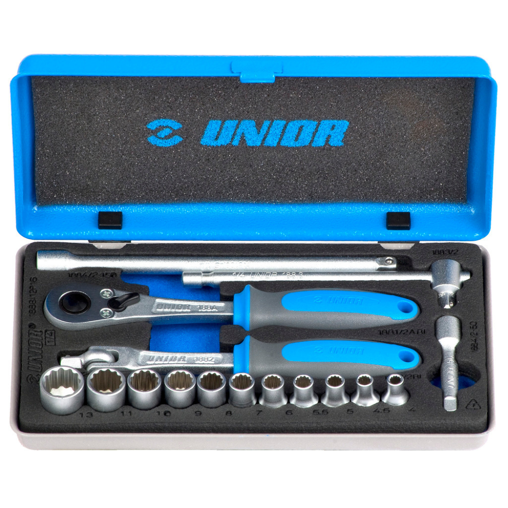 Unior - Ključevi nasadni, prihvat 1/4", u metalnoj kutiji, 188BI12P16 - 617118