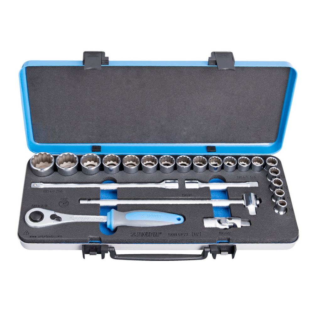 Unior - Ključevi nasadni, prihvat 1/2", u metalnoj kutiji 190BI12P23 - 615327