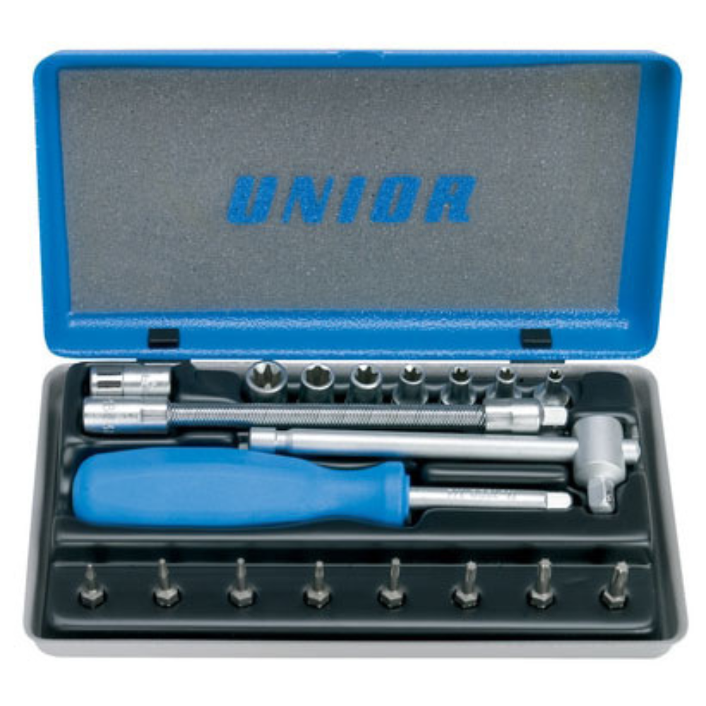 Unior - Ključevi nasadni i nastavci, prihvat 1/4", u metalnoj kutiji, TX6- TX25, 188D - 613074
