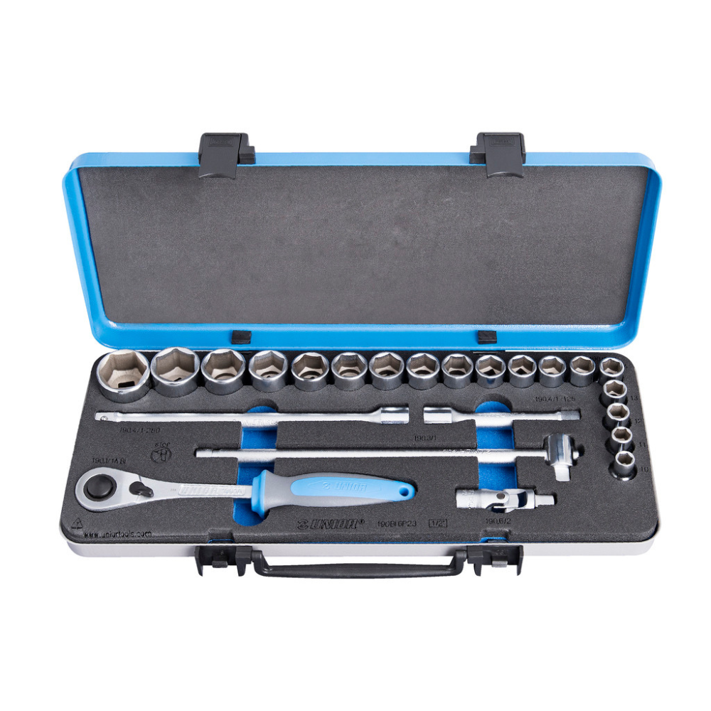 Unior - Ključevi nasadni, prihvat 1/2", u metalnoj kutiji, 190BI6P23 - 612779