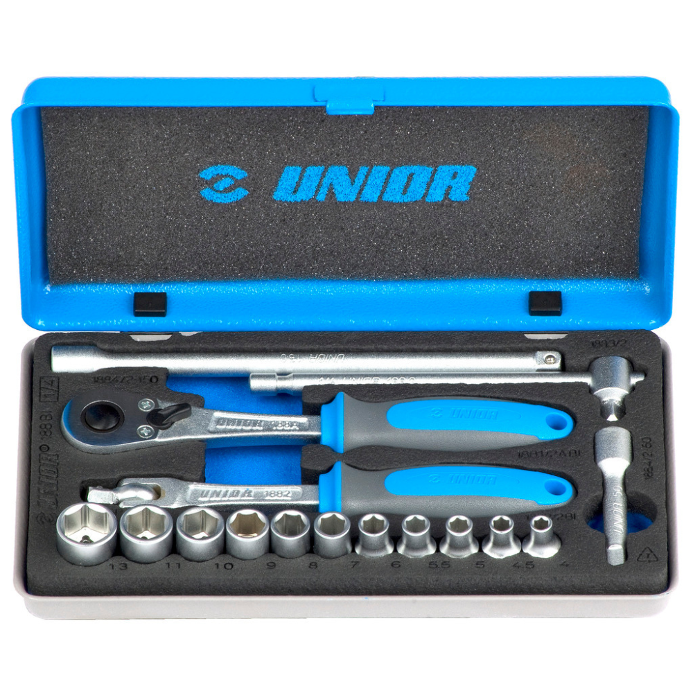 Unior - Ključevi nasadni, prihvat 1/4", u metalnoj kutiji, 188BI - 611996