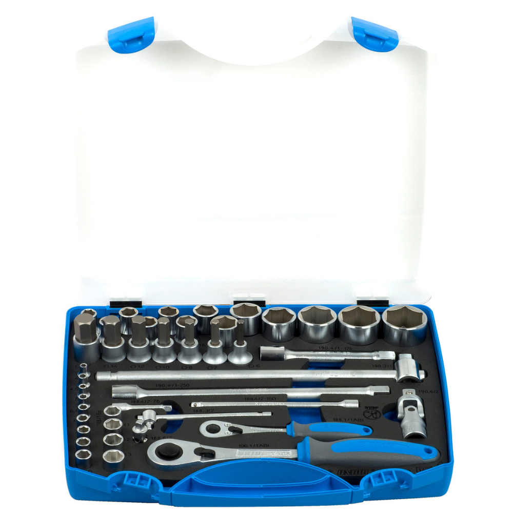 Unior - Ključevi nasadni prihvat 1/2" i 1/4"-u plastičnoj kutiji 190BI6P43 - 611944