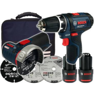 Bosch set GSR12V-15+ GWS12V-76EC+2x2.0Ah+Torba