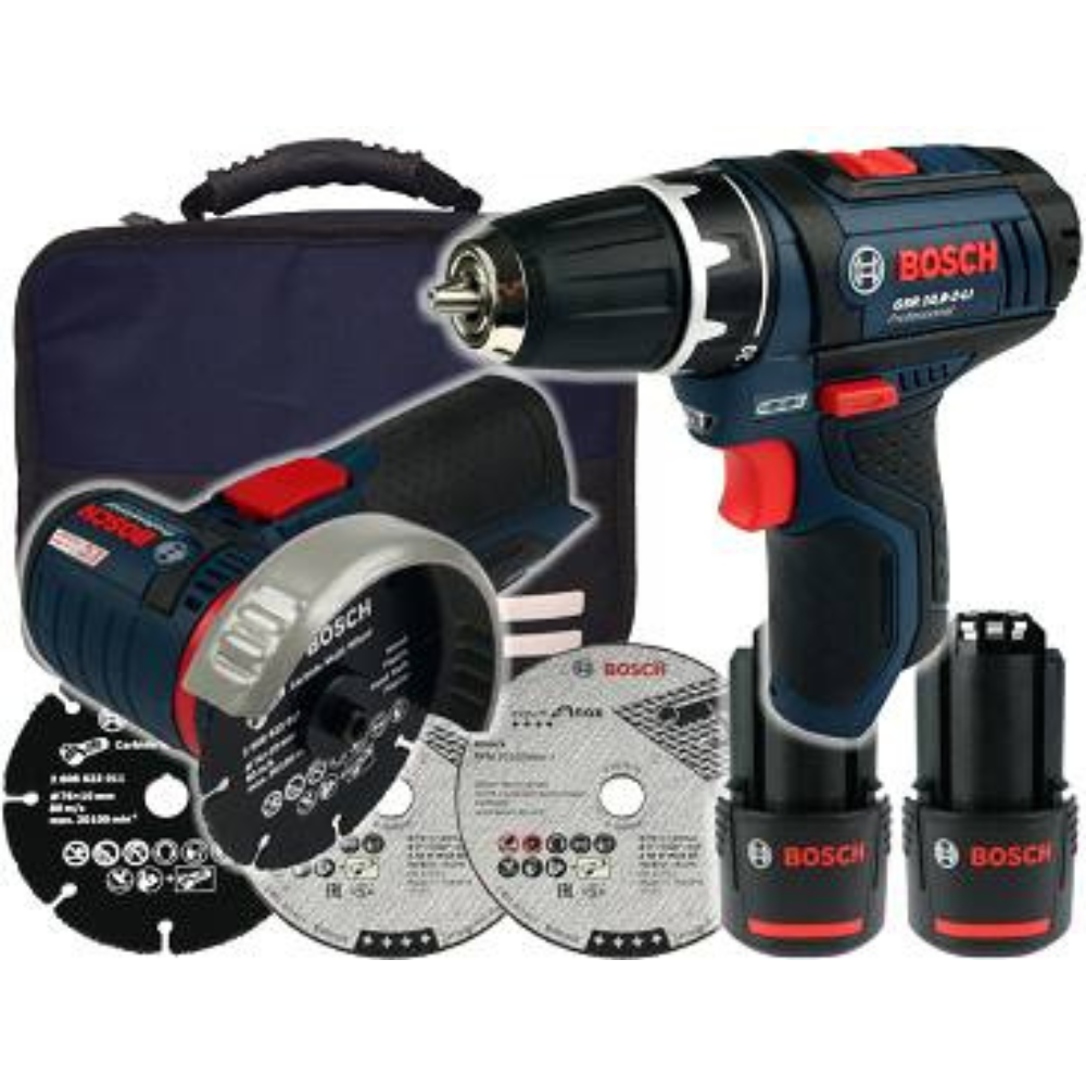 Bosch set GSR12V-15+ GWS12V-76EC+2x2.0Ah+Torba