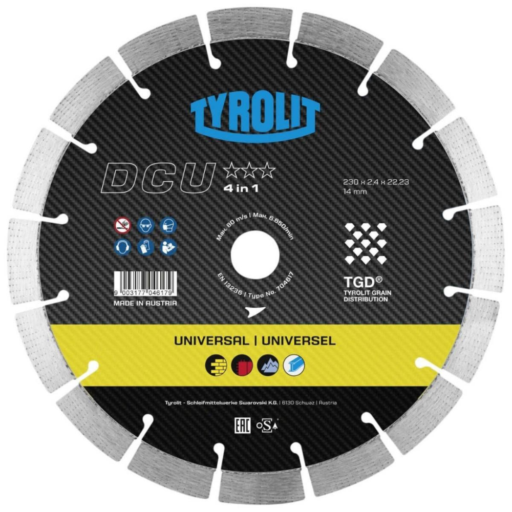 Tyrolit - Dijamantska rezna ploča Univerzalna 4u1 TGD 350x3.0x22.23 Premium - 22377
