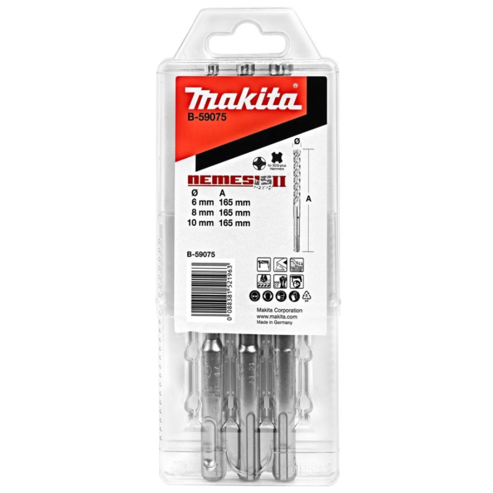 MAKITA -Set burgija SDS-Plus, Nemesis, Ø 6,8 i10mm, 160mm, 3 kom - B-59075