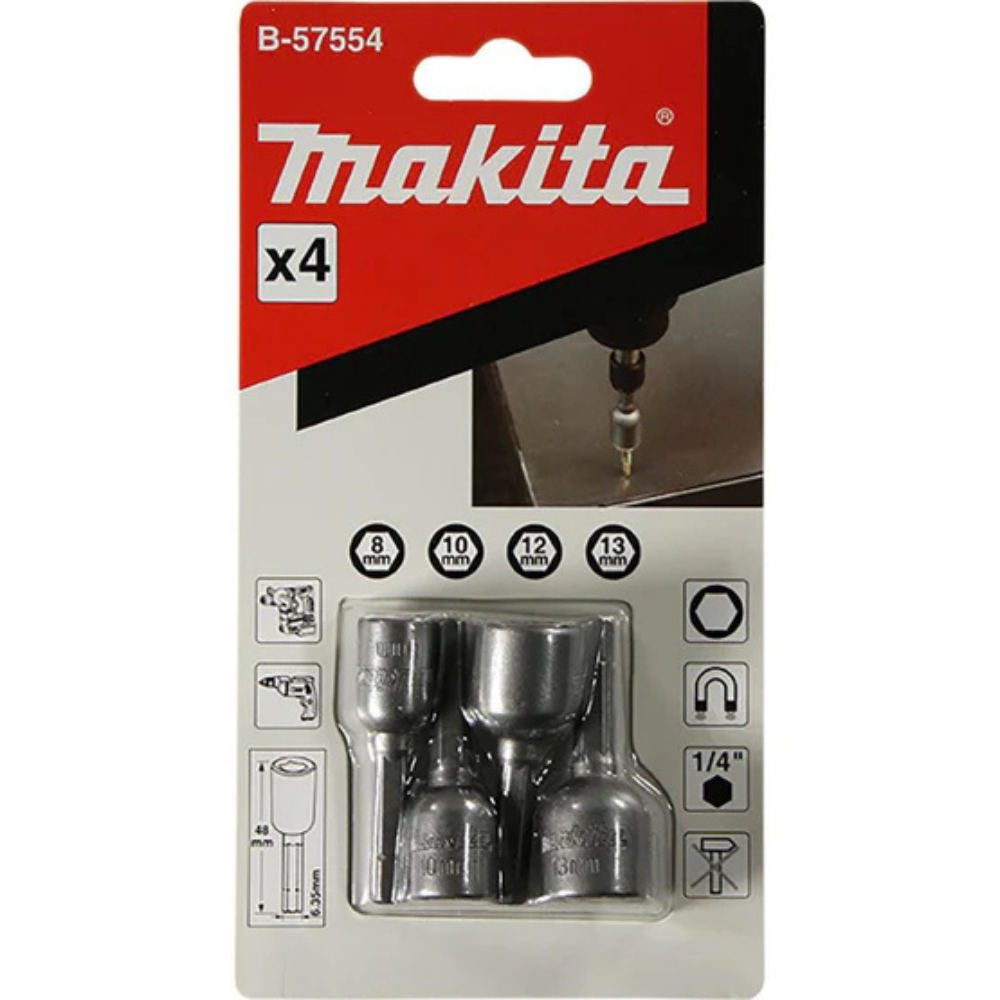 Makita - Magnetni nasadni umetak 50/ 8.10.12.13mm 1/4" 4 kom - B-57554