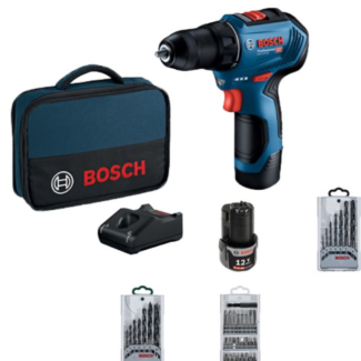 Bosch Aku. bušilica-odvrtač GSR 12V-30 2x2.0Ah + 39-delni set pribora, 06019G9001