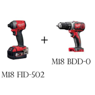 Milwaukee Udarni Odvijač 1/4” 18V M18 FID-502+ Bušilica-odvijač 18V M18 BDD-0, M18 FID-502 + M18 BDD-0