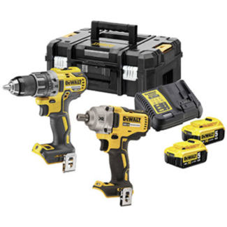DeWalt Set akumulatorskih bušilica DCD791 + DCF894 + 2 x baterija 18V/5Ah + punjač + kofer, DCK2077P2T