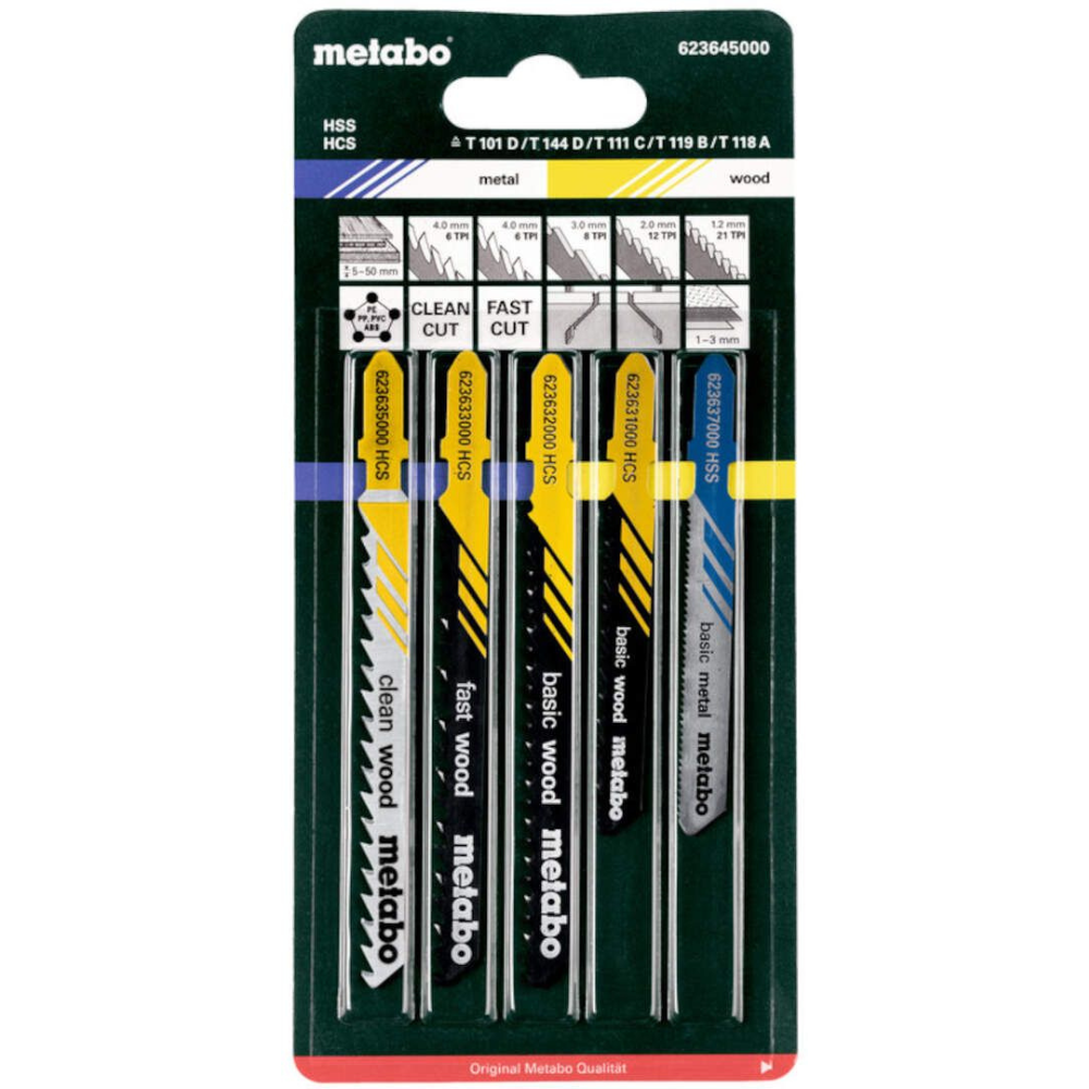 Metabo - List testere za ubodnu testeru za drvo i metal set 5 kom - 623645000