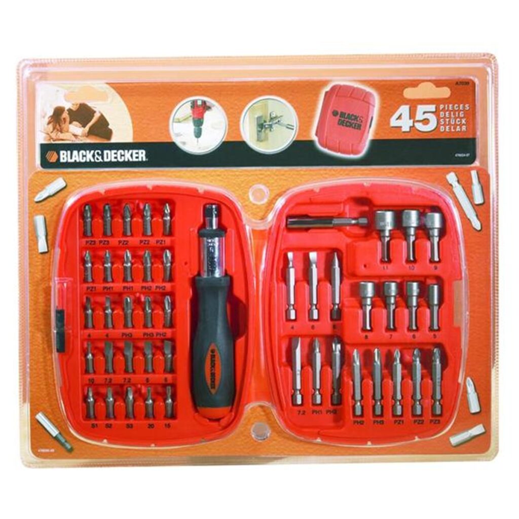 Black&Decker - Set nastavaka i adaptera za šrafljenje sa čegrtaljkom, 45 delova - A7039