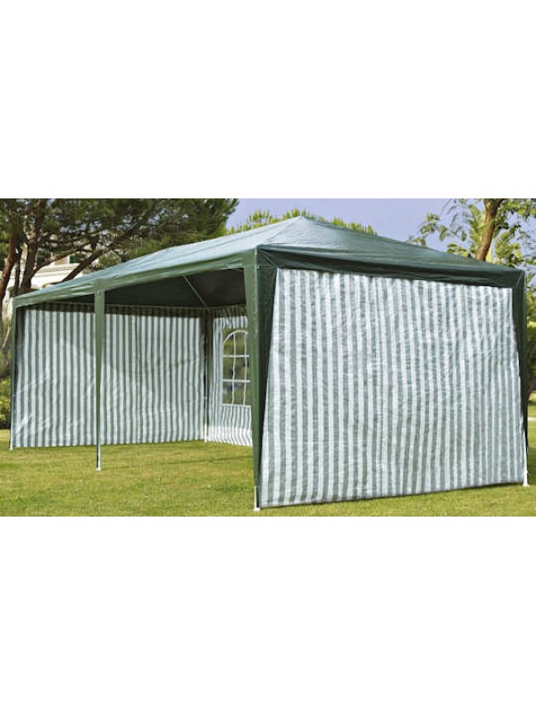 Baštenska tenda sa bočnim stranama 3 x 6 m zeleno prugasta, 47018