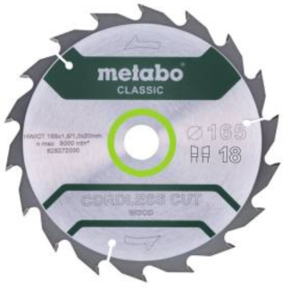 Metabo - List za kružnu testeru "CORDLESS CUT WOOD - CLASSIC" Z18 WZ 20°, 165 x 20 mm - 628272000
