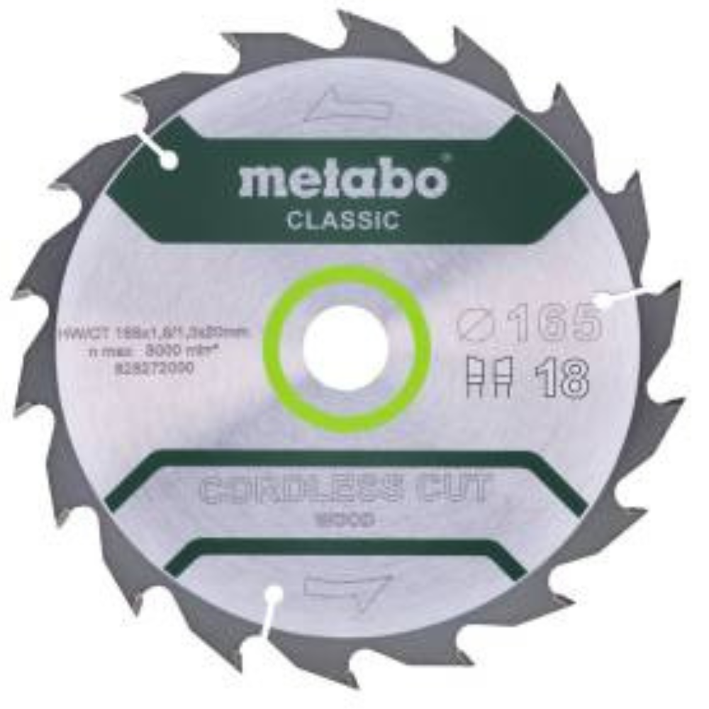 Metabo - List za kružnu testeru "CORDLESS CUT WOOD - CLASSIC" Z18 WZ 20°, 165 x 20 mm - 628272000