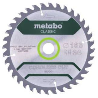 Metabo - List za aku. ručni cirkular "CORDLESS CUT WOOD - CLASSIC" Z36 WZ 15°, 165 x 20 mm - 628279000