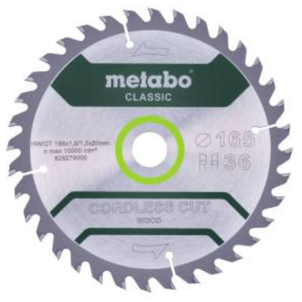 Metabo - List za aku. ručni cirkular "CORDLESS CUT WOOD - CLASSIC" Z36 WZ 15°, 165 x 20 mm - 628279000