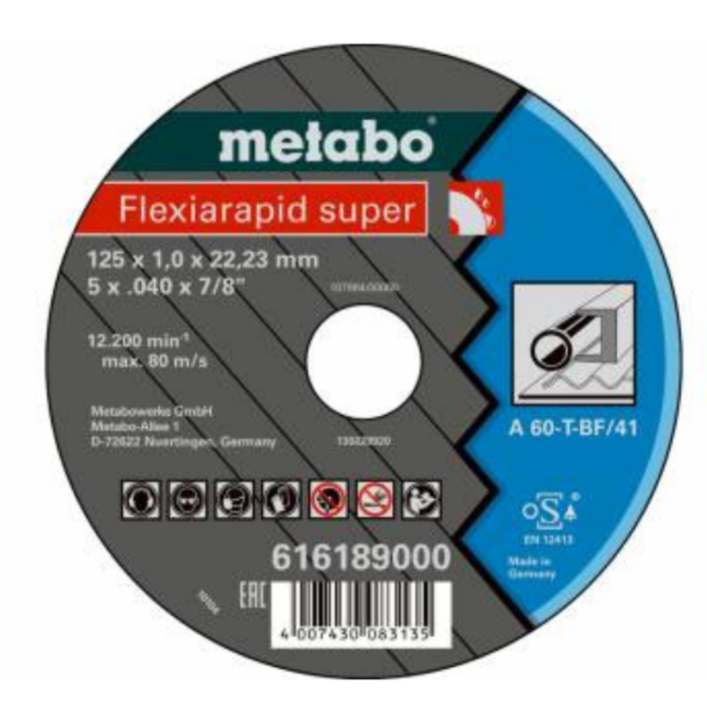 Metabo - Rezna ploča "Flexiarapid Super" za čelik A 60-T 115 x 1 x 22,23 mm - 616188000