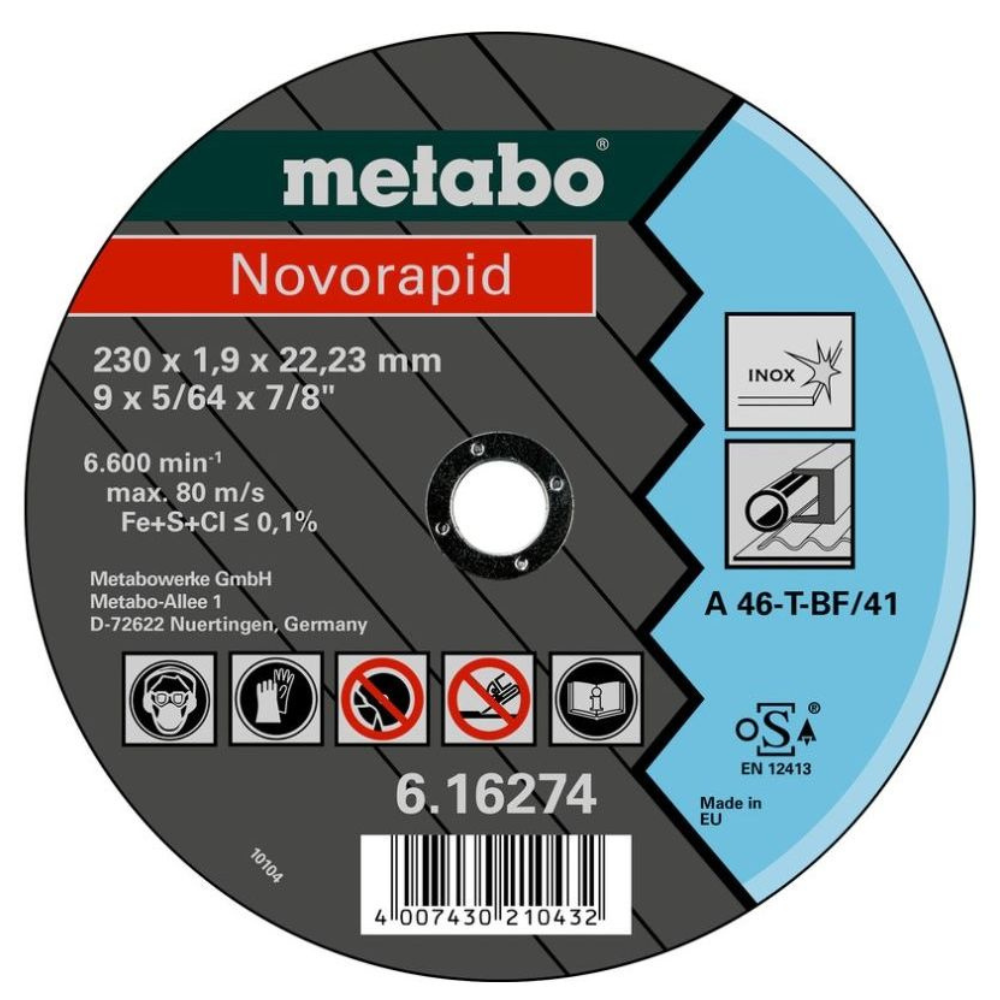 Metabo - Rezna ploča "Novorapid" za inox A 46-T, 180 x 1,5 x 22,23 mm - 616273000