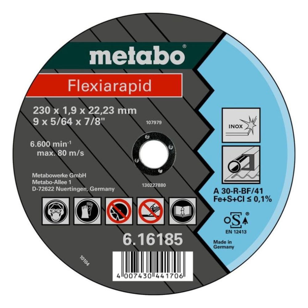 Metabo - Rezna ploča "Flexiarapid" za inox A 30-R, 230 x 1,9 x 22,23 mm - 616185000