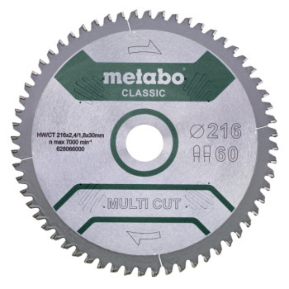 Metabo - List kružne testere "Multi cut - classic", 216x30 mm, Z60 FZ/TZ, 5°neg. - 628066000