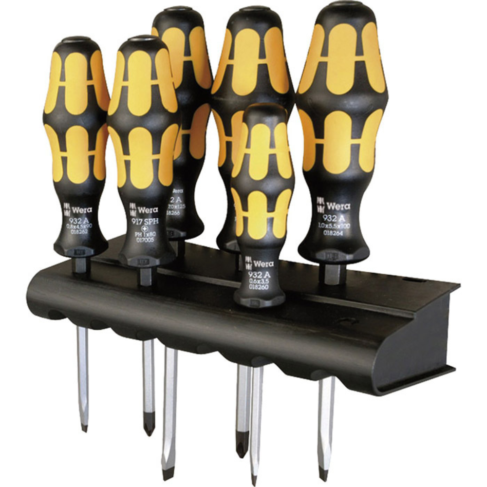 WERA 932/6 Schroevendraaierset Kraftform Wera: De Schroefbeitel Houder 6 Delig 05018282001 71141