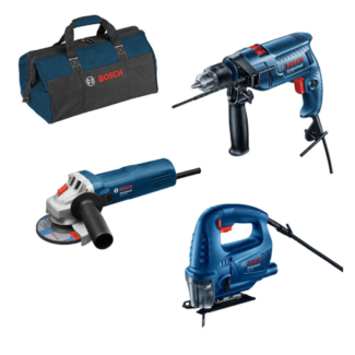 Bosch Set el. alata - vibraciona bušilica GSB 550 + ugaona brusilica GWS 750-125 + ubodna testera GST 700 + torba za alat, 0615990M3L