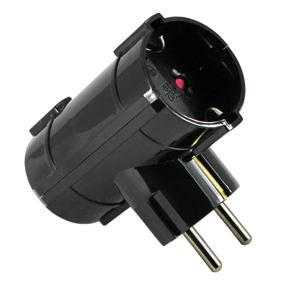 Commel Dvostruki T Razdelnik 16A 250V Crni - C 6338-2