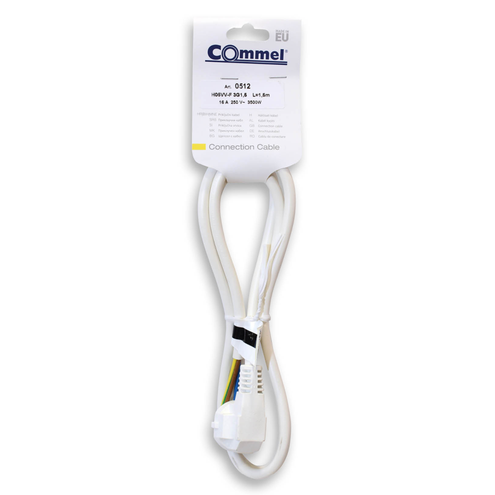 Commel Priključni kabel 16 A, 1,5m H05VV-F 3G1,5 - C 0512