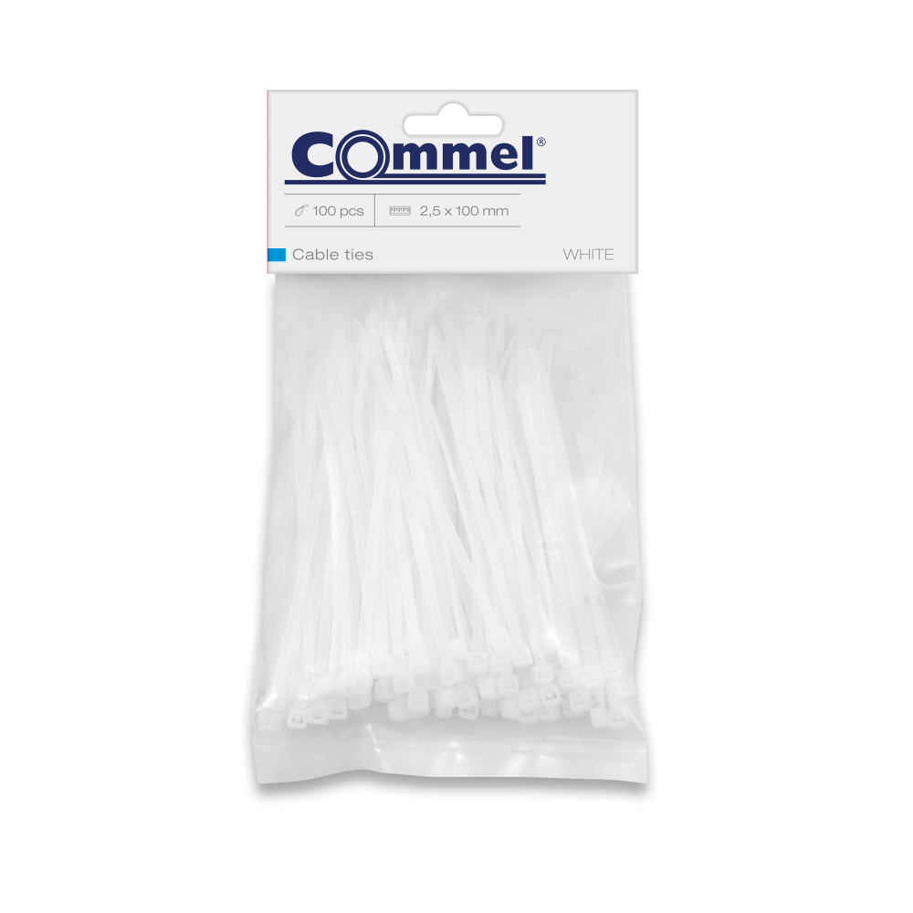 Commel PVC Vezice 2,5mm X 150mm Bela, 100 Kom - C 365-103