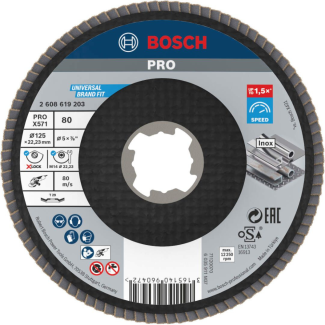 Bosch - Lamelna ploča X-Lock, pod uglom, Best for Metal Ø125 mm, G 80, X571 - 2608619203