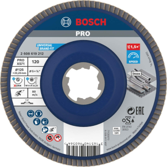 Bosch - Lamelna ploča X-Lock, ravna, Best for Metal Ø125 mm, G 120, X571 - 2608619212