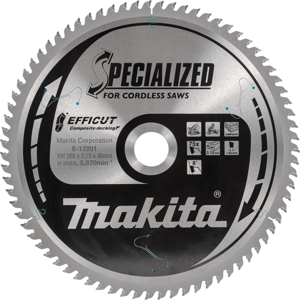 Makita - List za testeru od tvrdog metala EFFICUT 260x30x75T - E-12201