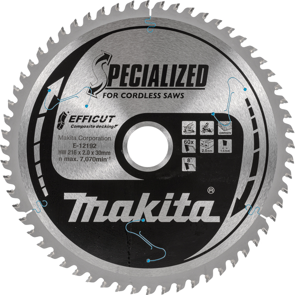 Makita - List za testeru od tvrdog metala EFFICUT 216x30x60T - E-12192