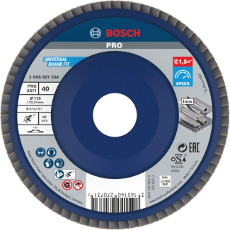 Bosch - Lamelni brusni disk ravni X571, Best for Metal Ø115 mm, G 40 - 2608607334
