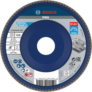 Bosch - Lamelni brusni disk ravni X571, Best for Metal Ø115 mm, G 120 - 2608607337