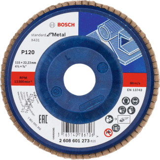 Bosch - Lamelni brusni disk ravni X431, Standard for Metal Ø115 mm, G 120 - 2608601273