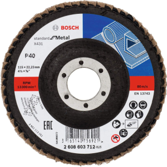 Bosch - Lamelni brusni disk ravni X431, Standard for Metal Ø115 mm, G 40 - 2608603712