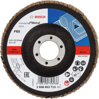 Bosch - Lamelni brusni disk ravni X431, Standard for Metal Ø115 mm, G 60 - 2608603713