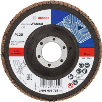 Bosch - Lamelni brusni disk ravni X431, Standard for Metal Ø115 mm, G 120 - 2608603715