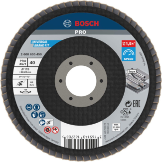 Bosch - Lamelni brusni disk izvijeni X571, Best for Metal Ø115 mm, G 40 - 2608605450