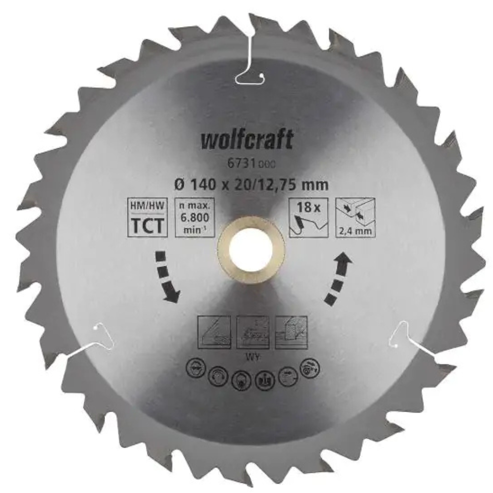 Wolfcraft - List kružne testere HM Z18 140x2.4x12.75mm naizmenični zubi - 6731000