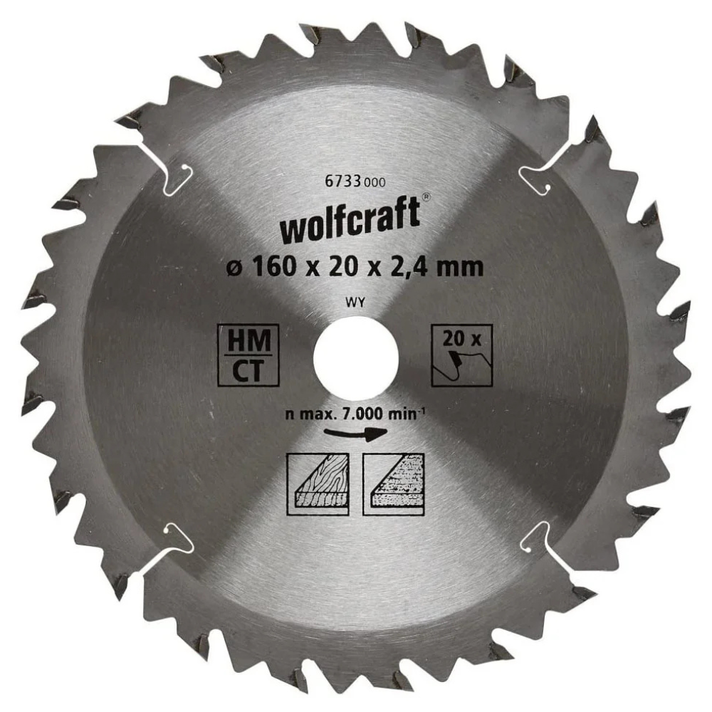 Wolfcraft - List kružne testere HM Z18 160x20x2.4mm naizmenični zubi - 6733000