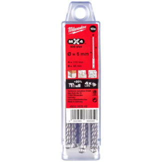 MILWAUKEE - Set burgija za beton MX4, 4-rezna, SDS-Plus, 6 x 50/115, 10 kom - 4932352042