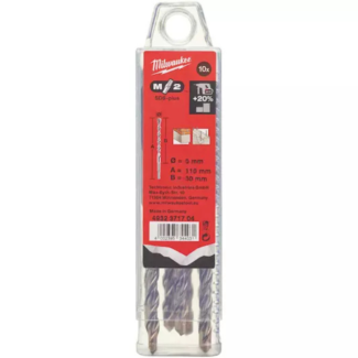 MILWAUKEE - Set od 10 burgija za beton M2, 2-rezna, SDS-Plus, 6 x 50/110 mm - 4932371704