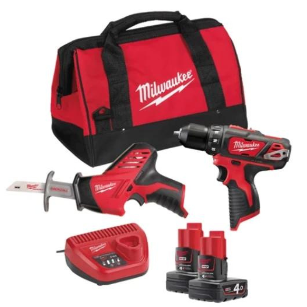 Milwaukee - Aku set – subkompaktni klipna testera i udarna bušilica sa dve baterije i punjačem u torbi M12 BPP2C-402B - 4933441230