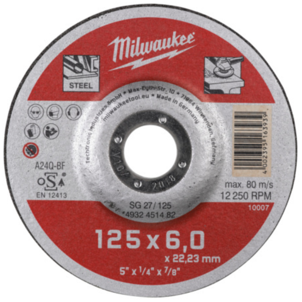 Milwaukee - Disk za brušenje metala, 125 x 6 x 22,2 mm, Contractor - 4932451482